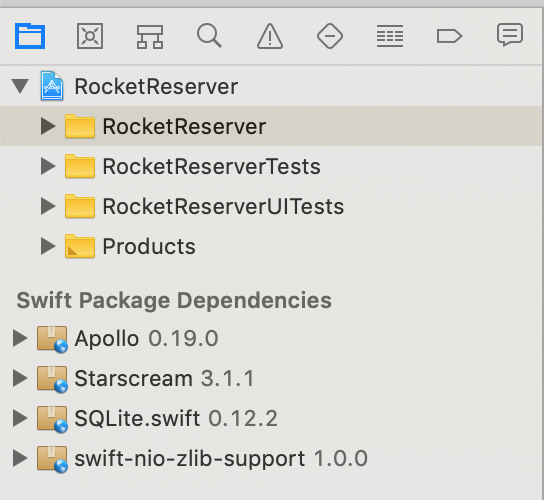 Screenshot of installed dependencies