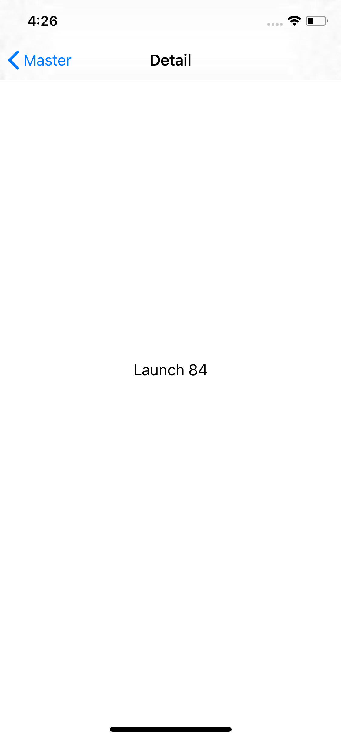 Empty screen with launch ID