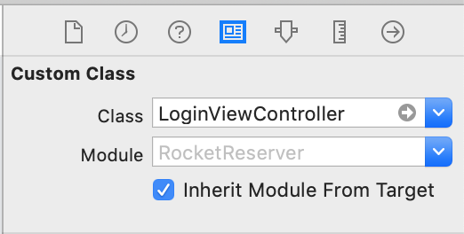 Custom class LoginViewController, check inherit module from target